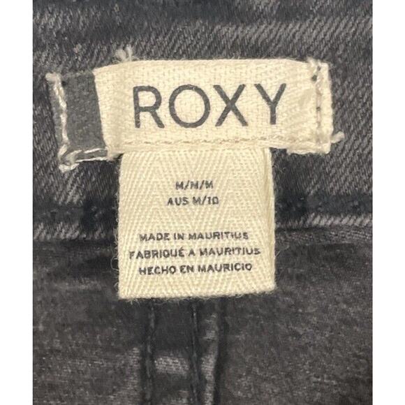 Roxy Denim Mini Skirt Women’s Black Medium Cotton Button Front Y2K 90’s - Picture 3 of 7